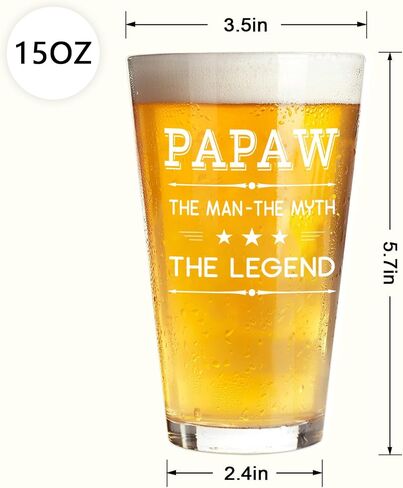 Futtumy Papaw Beer Glass 15 Oz, Papaw Gifts, Grandpa Fathers Day Gift, Papaw Gifts from Grandkids, Grandpa Christmas Gifts, Papaw Gifts for Grandpa Men Grandfather New Grandpa, Grandpa Birthday Gifts in Saudi Arabia