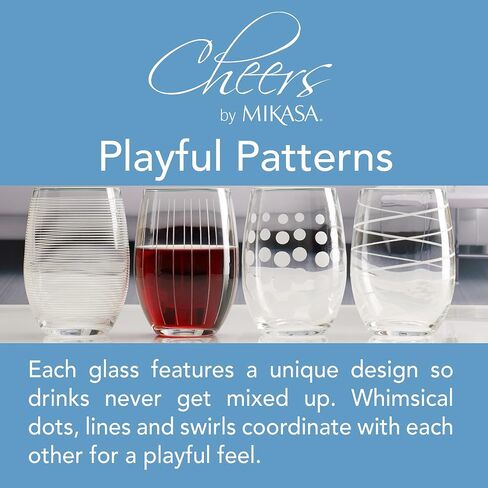 Mikasa 5095528 Cheers Stemless Wine Glass, 17-Ounce, Set of 4, Clear in Saudi Arabia
