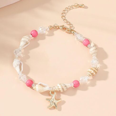 أساور للفتيات في سن المراهقة الصيف بوهو أساور للنساء شل سوار البوهيمي نجم البحر سوار خمر الفيروز سوار الصيف الشاطئ مجوهرات هدايا الطرف تفضل للمراهقين أساسيات الصيف لطيف in Kuwait