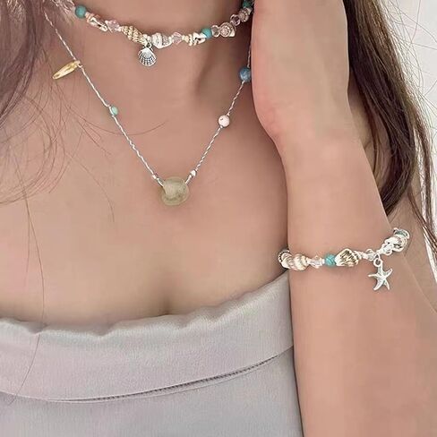 أساور للفتيات في سن المراهقة الصيف بوهو أساور للنساء شل سوار البوهيمي نجم البحر سوار خمر الفيروز سوار الصيف الشاطئ مجوهرات هدايا الطرف تفضل للمراهقين أساسيات الصيف لطيف in Kuwait
