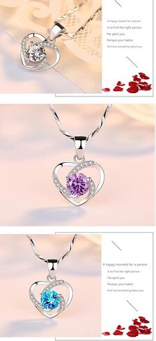 Women's Heart Pendant Necklace - 925 Sterling Silver with 18K White Gold Heart Pendant and Zirconia Stones. Perfect birthday, Mother's Day or gift for wife girlfriend and girls. (D13purple diamond) in Saudi Arabia