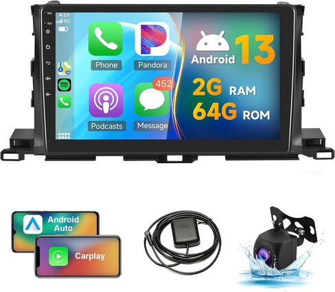 2G 64G Android Car Stereo for Toyota Highlander 2014-2019, Rimoody 10.1 Inch Touch Screen Car Radio with Wireless CarPlay Android Auto Mirror Link Bluetooth FM/RDS GPS WiFi HiFi SWC Backup Camera in Saudi Arabia