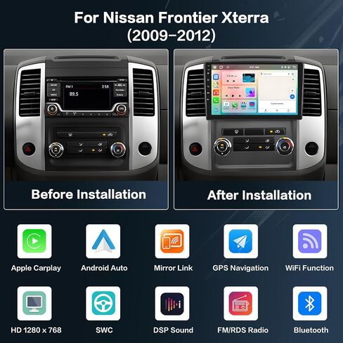 8-Core 4+64G Android 13 Car Stereo Upgrade Radio for Nissan Frontier Xterra 2009-2012, 9'' HD Touch Screen with Wireless CarPlay & Android Auto, AHD Backup Camera, Mirror Link, GPS Navigation in Saudi Arabia
