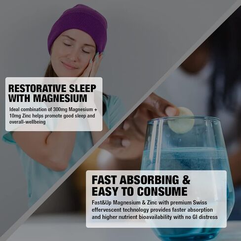 Fast&Up Magnesium - 300mg Magnesium & 10mg Zinc - Tasty Blackcurrant & Lime Flavour - 20 Effervescent Tablets in Saudi Arabia