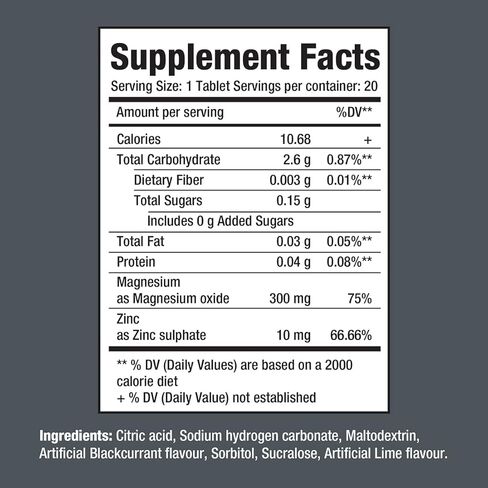 Fast&Up Magnesium - 300mg Magnesium & 10mg Zinc - Tasty Blackcurrant & Lime Flavour - 20 Effervescent Tablets in Saudi Arabia