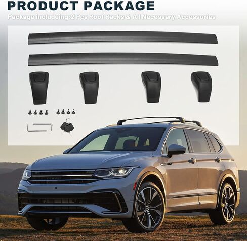 ترقية قابل للقفل الصليب بار صالح ل Volkswagen VW Tiguan 2018 2019 2020 2021 2022 2023 2024 مكافحة سرقة حامل سقفي السكك الحديدية العارضة رف أمتعة البضائع بار in Kuwait