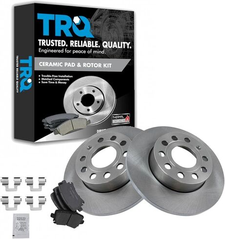 TRQ Rear Ceramic Disc Brake Pad & Replacement Rotor Kit for Audi A3 Volkswagen Jetta Passat in Kuwait
