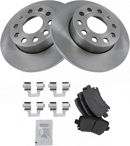 TRQ Rear Ceramic Disc Brake Pad & Replacement Rotor Kit for Audi A3 Volkswagen Jetta Passat in Kuwait
