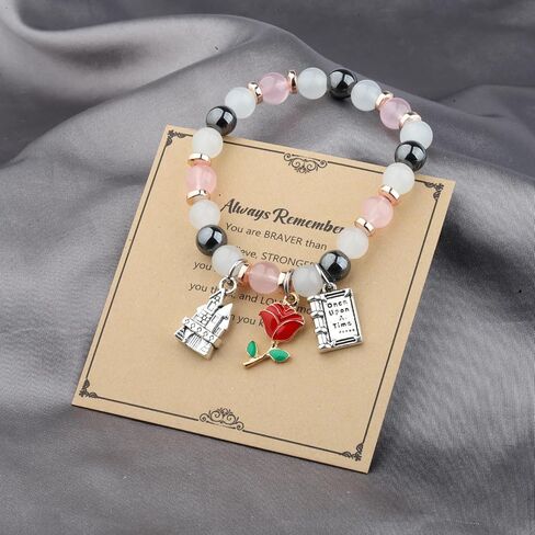 WSNANG Belle Rose Pendant Bracelet Rose Flower Bracelet Fairytale Jewelry Belle Rose Inspired Gift Princess Belle Bracelet Princess Gift in Saudi Arabia