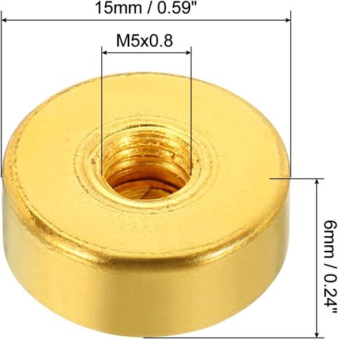 PATIKIL M5x0.8 Cap Nut, 10 Pack Acorn Nut Screw Cap Insert Bolt Cover Flat Female Thread Decorative Hardware Fittings Light Fixtures Electrophoretic Gold in Saudi Arabia