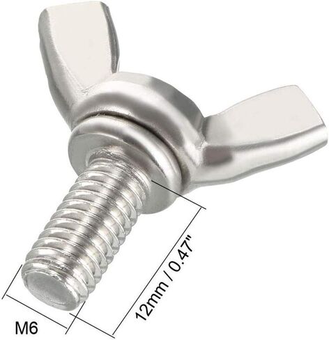 10Pcs M6 x 1-Pitch Wing Bolt, 12mm Length Carbon Steel Butterfly Screw Wing Bolt Machine Fastener in Kuwait