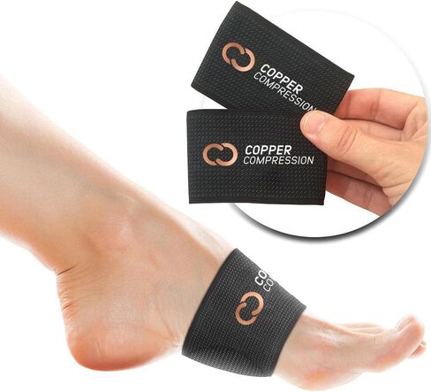 دعم قوس نحاسي كبير الحجم من النحاس المضغوط - 2 أكمام دعامة للعناية بالقدم لتخفيف الألم لالتهاب اللفافة الأخمصية، نتوءات الكعب - أقدام أوسع وأكبر - أقواس مسطحة وساقطة، قوس عالٍ - مقاس واحد إضافي - زوج واحد - أسود in Kuwait