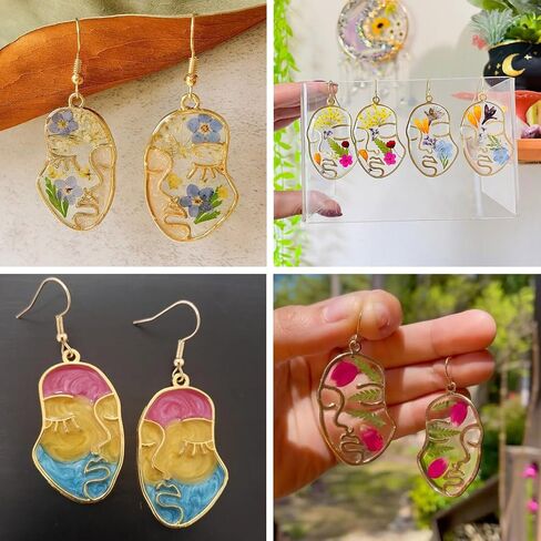 Craftdady Abstract Face Open Bezel Pendants Human Open Back Bezel Pendants Golden Blank Hollow Frame Profile Head Geometric Dangle Charms for UV Resin Press Flower Necklace Jewelry Making in Saudi Arabia