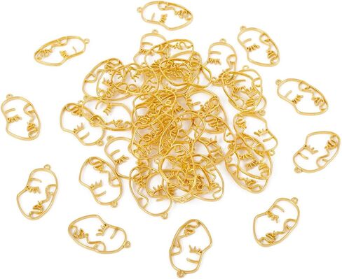 Craftdady Abstract Face Open Bezel Pendants Human Open Back Bezel Pendants Golden Blank Hollow Frame Profile Head Geometric Dangle Charms for UV Resin Press Flower Necklace Jewelry Making in Saudi Arabia
