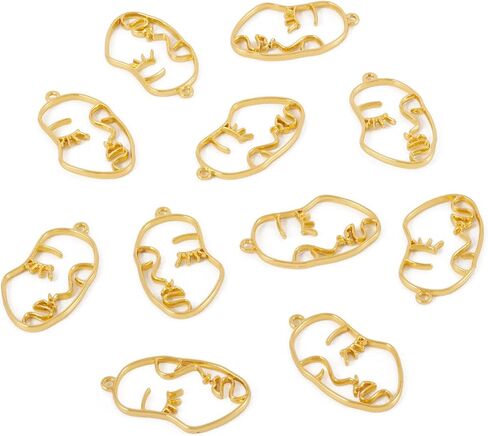 Craftdady Abstract Face Open Bezel Pendants Human Open Back Bezel Pendants Golden Blank Hollow Frame Profile Head Geometric Dangle Charms for UV Resin Press Flower Necklace Jewelry Making in Saudi Arabia
