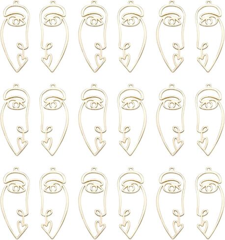 Craftdady Abstract Face Open Bezel Pendants Human Open Back Bezel Pendants Golden Blank Hollow Frame Profile Head Geometric Dangle Charms for UV Resin Press Flower Necklace Jewelry Making in Saudi Arabia