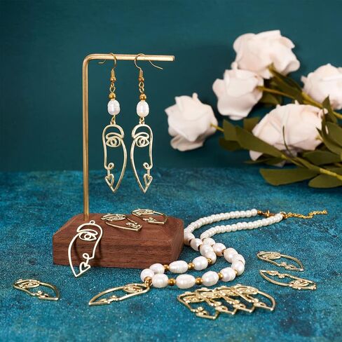 Craftdady Abstract Face Open Bezel Pendants Human Open Back Bezel Pendants Golden Blank Hollow Frame Profile Head Geometric Dangle Charms for UV Resin Press Flower Necklace Jewelry Making in Saudi Arabia