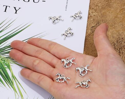 Small Metal Horse Charms Vintage Running Horse Beads for Pendant Earring Bracelet Necklace Keychain Bookmark Jewelry Making Themed Gift Handmade Craft Project, 50PCS in Saudi Arabia