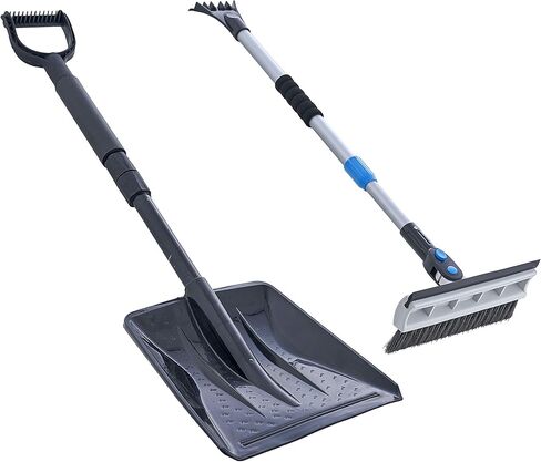 Extendable Snow Brush with Squeegee & Ice Scraper - Eva Foam Comfort Grip on Aluminum Handle, T-Shape Telescopic Auto Ice Scraper and Snow Brush - Car Truck SUV Windshield in Saudi Arabia