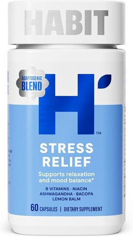 HABIT Stress Relief Supplement 2 Pack (120 Capsules) - New Look, Supports Relaxation & Mood Balance, Vitamin B, Adaptogens, Lemon Balm, Calming, Vegan, Non-GMO in Saudi Arabia