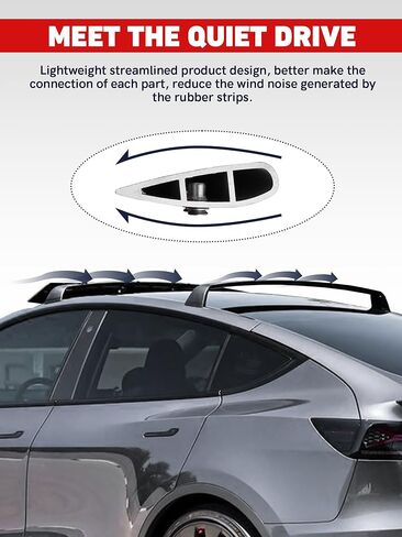 شريط متقاطع قابل للقفل بدون ضوضاء يناسب طراز تسلا Y 2020 2021 2022 2023 2024 ملحقات حامل السقف على السطح حامل البضائع للأمتعة للقوارب والدراجات الكاياك العارضة in Kuwait