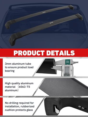 شريط متقاطع قابل للقفل بدون ضوضاء يناسب طراز تسلا Y 2020 2021 2022 2023 2024 ملحقات حامل السقف على السطح حامل البضائع للأمتعة للقوارب والدراجات الكاياك العارضة in Kuwait