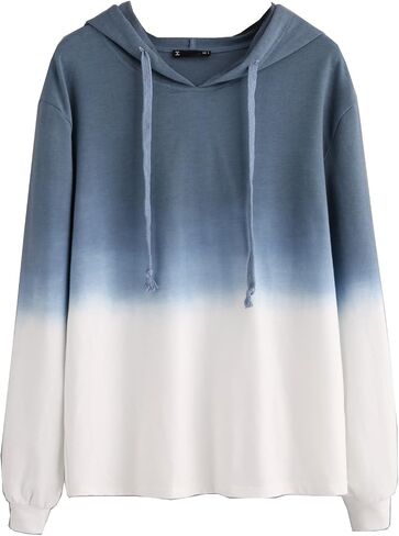 SweatyRocks Women's Long Sleeve Hoodie Sweatshirt Colorblock Tie Dye Print Tops in Saudi Arabia