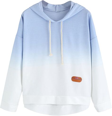 SweatyRocks Women's Long Sleeve Hoodie Sweatshirt Colorblock Tie Dye Print Tops in Saudi Arabia