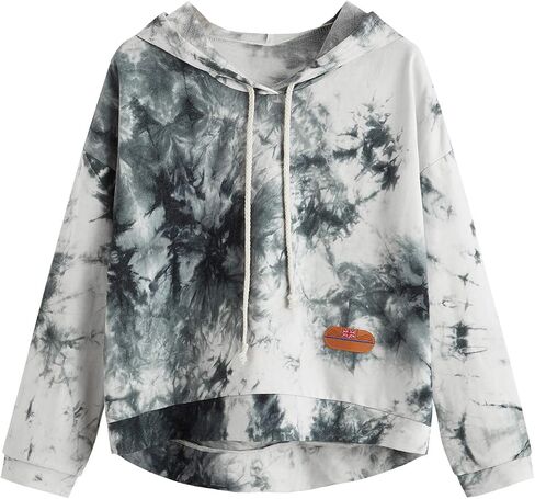 SweatyRocks Women's Long Sleeve Hoodie Sweatshirt Colorblock Tie Dye Print Tops in Saudi Arabia