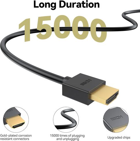 Ultra Thin HDMI Cables, 4K HDMI to HDMI Cable 3.3FT/1M 2 Pack, High-Speed 18Gbps HDMI Cable for Monitor 4K@60Hz Supports All HDMI Devices in Saudi Arabia