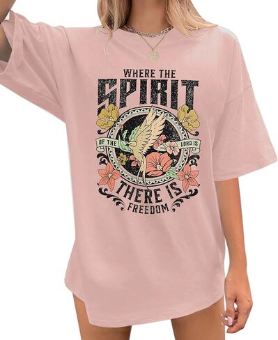 MAXIMGR Christian Shirts for Women Jesus Faith Shirt Oversized Bible Verse Shirts Vintage Religious Sayings Tee Tops in Saudi Arabia