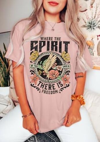 MAXIMGR Christian Shirts for Women Jesus Faith Shirt Oversized Bible Verse Shirts Vintage Religious Sayings Tee Tops in Saudi Arabia