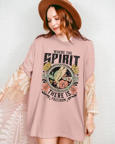 MAXIMGR Christian Shirts for Women Jesus Faith Shirt Oversized Bible Verse Shirts Vintage Religious Sayings Tee Tops in Saudi Arabia