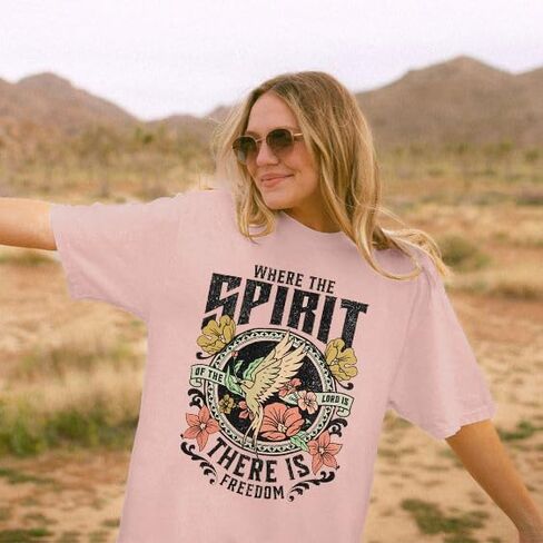 MAXIMGR Christian Shirts for Women Jesus Faith Shirt Oversized Bible Verse Shirts Vintage Religious Sayings Tee Tops in Saudi Arabia