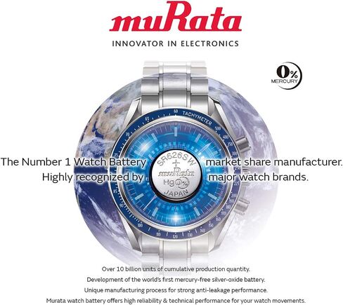 بطارية موراتا 377 SR626SW 1.55 فولت خلية زر ساعة أكسيد الفضة (100 بطارية) in Kuwait