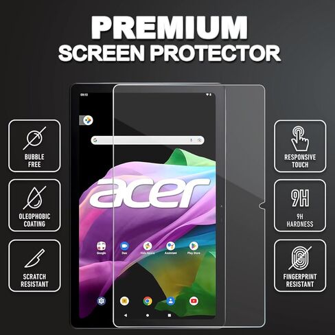 واقي شاشة مكون من 3 قطع متوافق مع جهاز Acer Iconia Tab P10 10.4 بوصة إصدار 2023، [وضوح عالي الدقة] [9 صلابة] زجاج مقسى لجهاز Acer Iconia Tab P10 10.4 بوصة in Kuwait