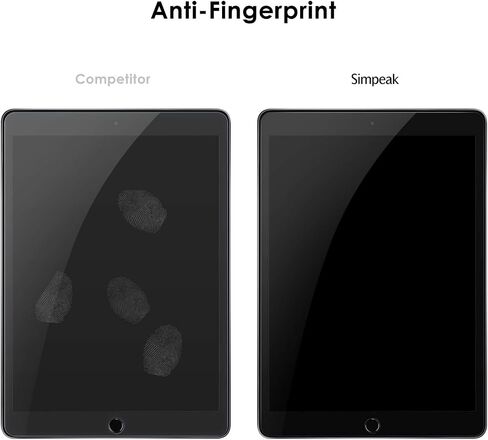 واقي شاشة Simpeak مكون من قطعتين متوافق مع iPad 10.2 (موديل 2021/2020/2019، الجيل التاسع/الثامن/السابع)، مكتمل من الزجاج المقوى عالي الدقة للكمبيوتر اللوحي [بدون فقاعات] [مضاد لبصمات الأصابع] in Saudi Arabia