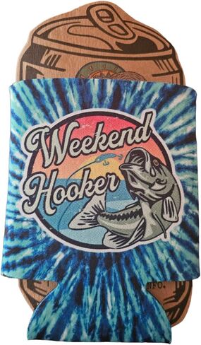 Funny Fishing Weekend Hooker Lady womens Girls Fisherman Christmas Gift Can Cooler Coozie Beverage Slim Bottle Bobbers Fishy Me Rod Pole Adult Humor Lake Mothers Day (Blue TieDye Single, Regular Can) in Saudi Arabia