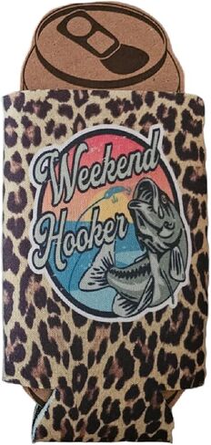 Funny Fishing Weekend Hooker Lady womens Girls Fisherman Christmas Gift Can Cooler Coozie Beverage Slim Bottle Bobbers Fishy Me Rod Pole Adult Humor Lake Mothers Day (Blue TieDye Single, Regular Can) in Saudi Arabia