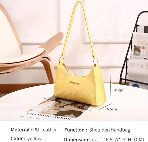 Shoulder Bag for Women Small Hobo Bag Tote Clutch Purse for Women, Mini Tote Bag for Party Work Outdoor Activities (Yellow) in Saudi Arabia