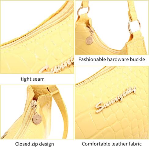 Shoulder Bag for Women Small Hobo Bag Tote Clutch Purse for Women, Mini Tote Bag for Party Work Outdoor Activities (Yellow) in Saudi Arabia