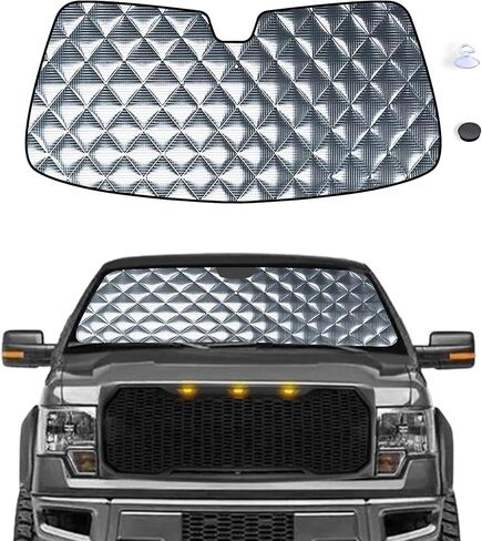 مظلة شمسية للزجاج الأمامي مكونة من 6 طبقات من T Pigenius متوافقة مع سيارة Ford F-150 2009-2014. مظلة ألومنيوم عاكسة سميكة قابلة للطي بسمك 6 مم لنافذة السيارة الأمامية. in Kuwait