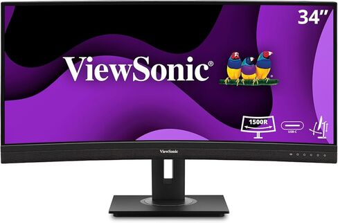 شاشة ViewSonic VG3456A مقاس 34 بوصة 21:9 فائقة الدقة QHD 1440p IPS مع تصميم مريح، 100 وات USB C، قاعدة توصيل مدمجة، جيجابت إيثرنت للمنزل والمكتب in Saudi Arabia