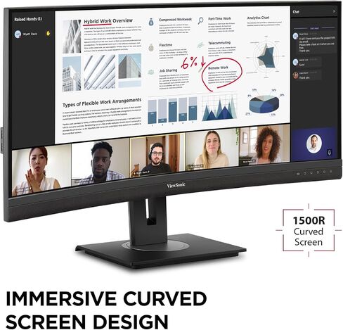 شاشة ViewSonic VG3456A مقاس 34 بوصة 21:9 فائقة الدقة QHD 1440p IPS مع تصميم مريح، 100 وات USB C، قاعدة توصيل مدمجة، جيجابت إيثرنت للمنزل والمكتب in Saudi Arabia