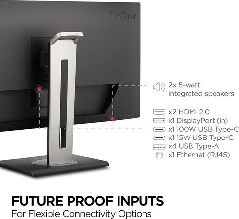 شاشة ViewSonic VG3456A مقاس 34 بوصة 21:9 فائقة الدقة QHD 1440p IPS مع تصميم مريح، 100 وات USB C، قاعدة توصيل مدمجة، جيجابت إيثرنت للمنزل والمكتب in Saudi Arabia