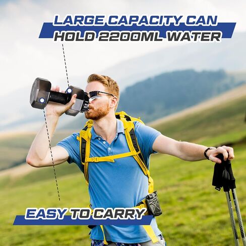 2 Pcs 75 oz Dumbbell Water Bottle Gym Gifts for Men Water Battle Big Capacity PETG Sports Fitness Exercise Jug for Father's Day Birthday Gift Outdoor Sports in Saudi Arabia
