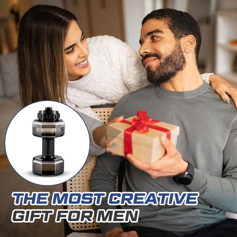 2 Pcs 75 oz Dumbbell Water Bottle Gym Gifts for Men Water Battle Big Capacity PETG Sports Fitness Exercise Jug for Father's Day Birthday Gift Outdoor Sports in Saudi Arabia