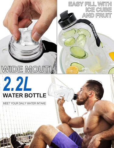 VENNERLI Water Bottle with Handle Portable Large Plastic Water Bottles for Adults BPA-free Half Gallon Water Bottle Reusable 2 Liter Water Jugs for Outdoor Hiking Fitness Travel Camping Cycling in Saudi Arabia