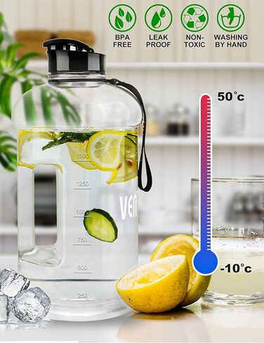 VENNERLI Water Bottle with Handle Portable Large Plastic Water Bottles for Adults BPA-free Half Gallon Water Bottle Reusable 2 Liter Water Jugs for Outdoor Hiking Fitness Travel Camping Cycling in Saudi Arabia