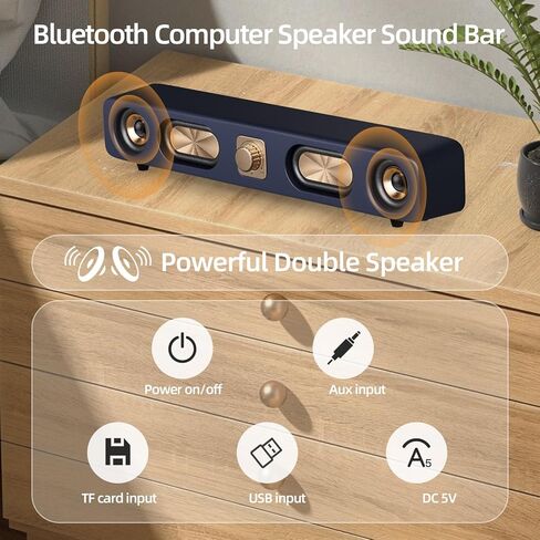 مكبرات صوت الكمبيوتر، مكبرات صوت بلوتوث، جودة صوت HiFi، سماعات كمبيوتر بلوتوث 5.0 و3.5 ملم Aux-in لسطح المكتب، وأجهزة الكمبيوتر المحمولة، وأجهزة الكمبيوتر الشخصية، والهواتف، والأجهزة اللوحية، ومكبرات صوت الألعاب in Kuwait